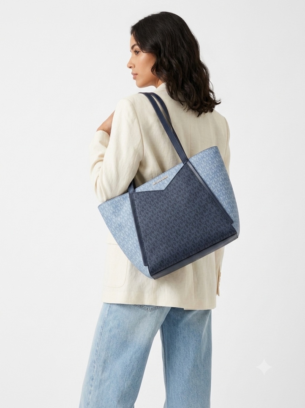 Michael Kors Whitney Two-Tone Navy and Light Blue Tote